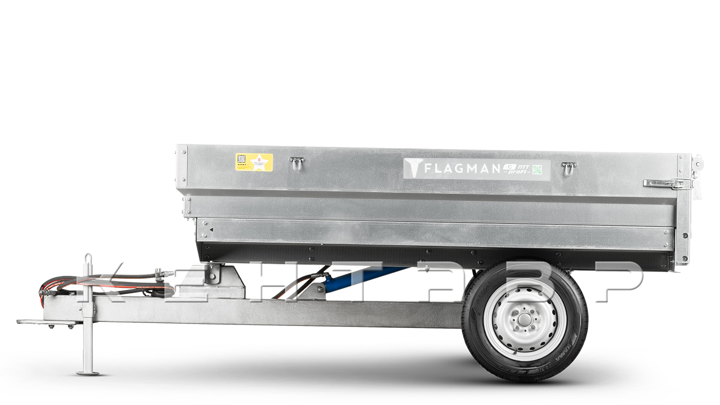 Прицеп Flagman | Флагман C/ПТТ — 1,0 с ПСМ к мини-трактору (самосвальный)