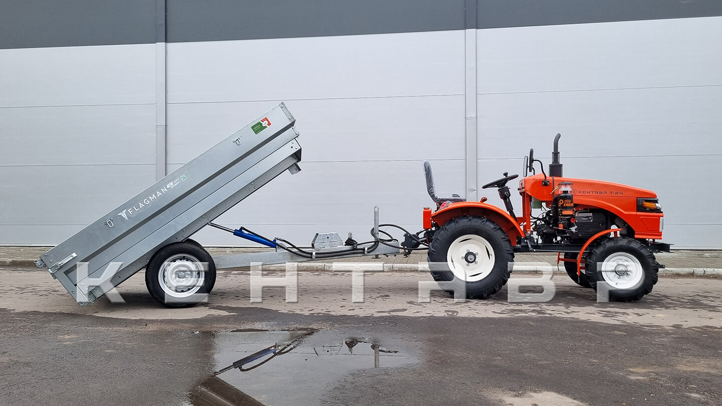 Прицеп Flagman | Флагман C/ПТТ — 1,0 с ПСМ к мини-трактору (самосвальный)